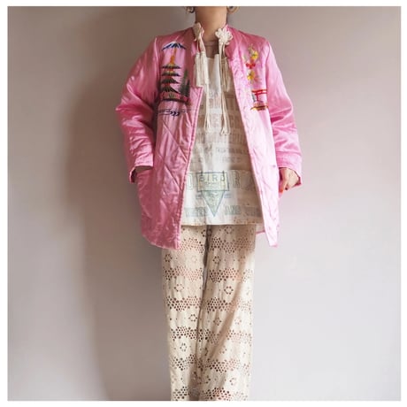 50〜60s chinese embroidered quilt jacket (PK)