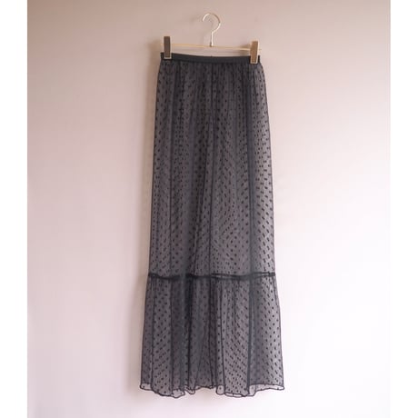 90s〜 sheer tulle dot maxi skirt