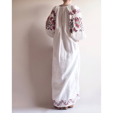 vintage ukrainian embroidered maxi dress