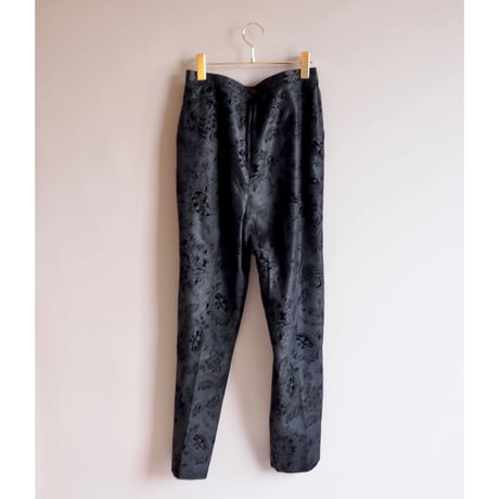 90s flocky floral high waist tapered pants