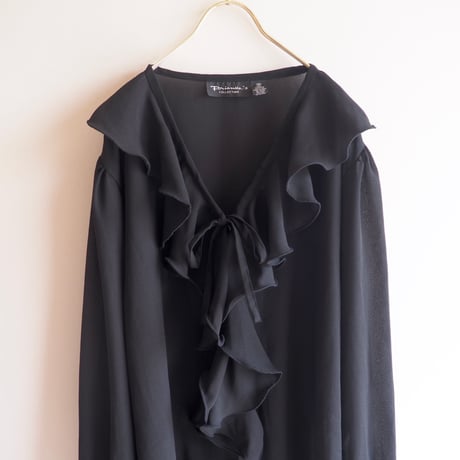 90s oversized ruffle sheer blouse