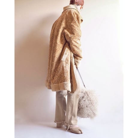 70s faux fur × velvet design coat