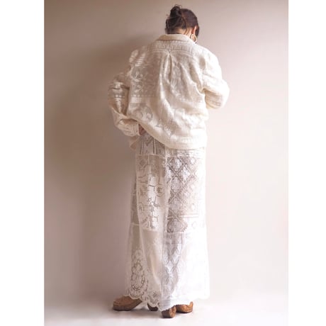 original remake lace patchwork maxi skirt 【A】