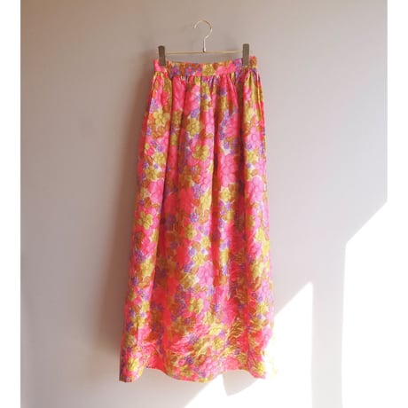 70s floral emboss maxi skirt