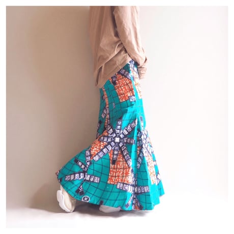 vintage african batik maxi skirt