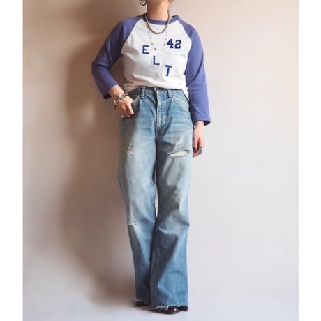 80〜90s numbering print raglan tee