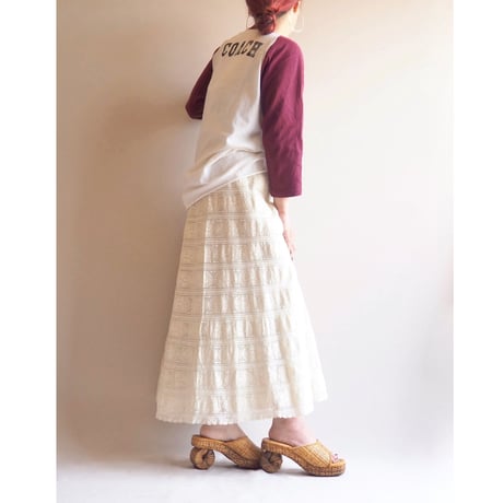 vintage floral crochet midi skirt