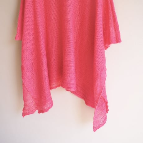 vivid pink ramie turtleneck poncho