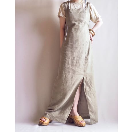 vintage linen back design maxi dress