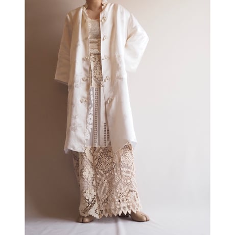 60s chinese white satin coat