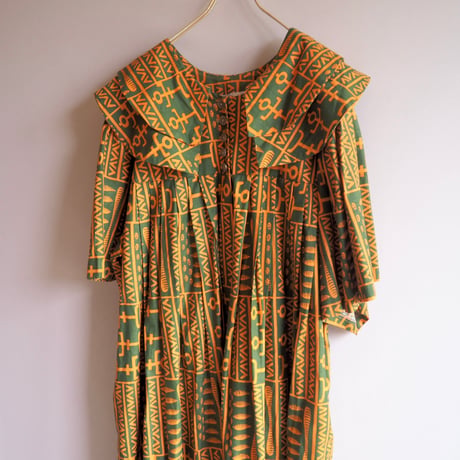 "YOU LIM of California" big collar tribal maxi dress