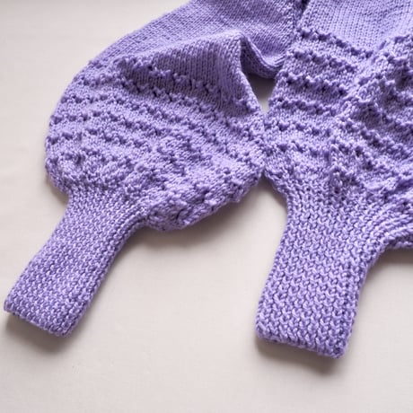 60〜70s  hand knitted balloon sleeve cardigan