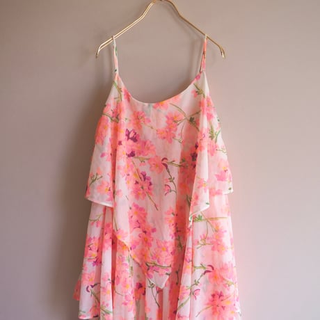 70s〜 floral strap maxi dress