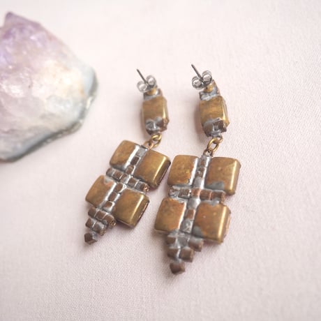 vintage czech rhinestone earrings(C)