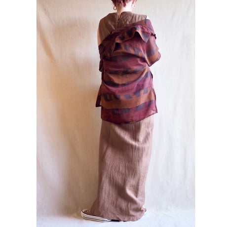 sheer brown abstract print shirts