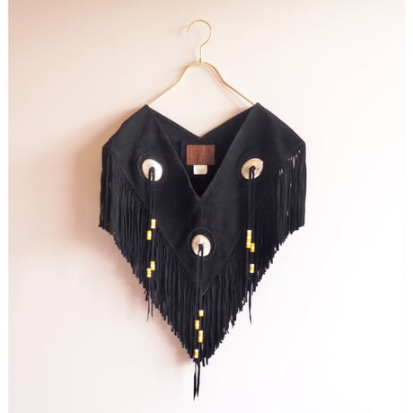 vintage suede leather fringe collar