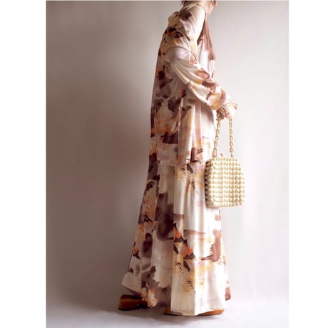 70s watercolor blouse & maxi dress set
