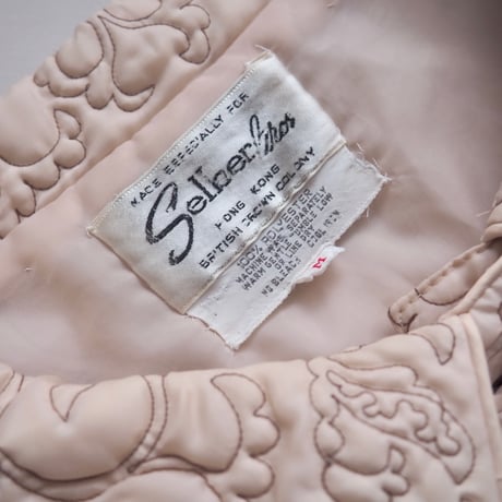 60〜70s "Selber Bros" floral quilted maxi robe