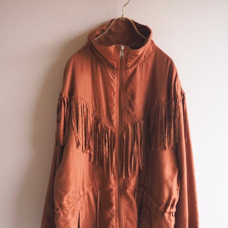 "Beautex" drawstring silk fringe jacket