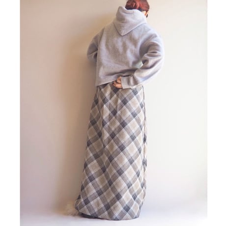 70s "Aper mates"metallic plaid knit maxi skirt