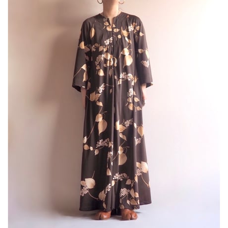 70〜80s "Conrad" floral & leaf house maxi dress