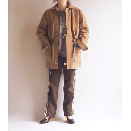 made in Australia drawstring suede × quilted jacket