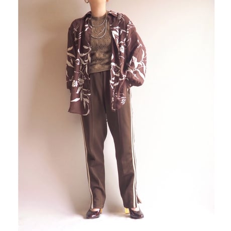 "Coldwater Creek" brown sheer floral blouse