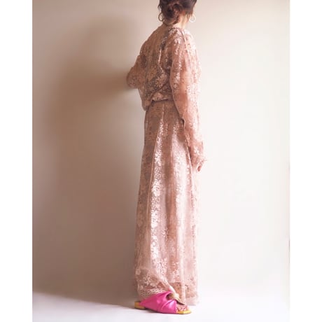 80s〜 tulle lace maxi dress