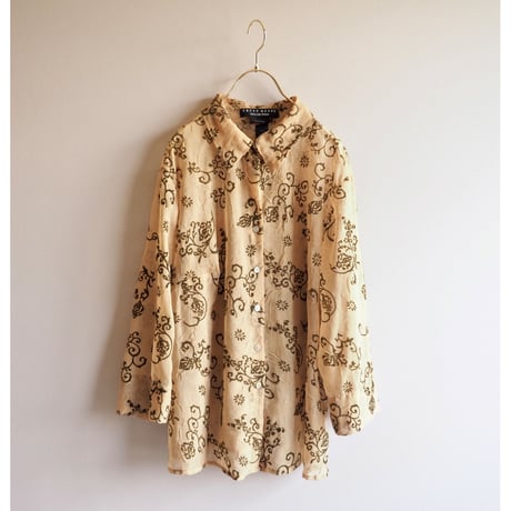"crazy horse" abstract crinkle sheer blouse