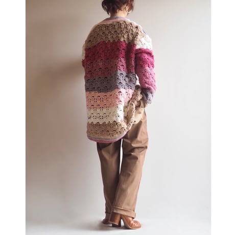 vintage crochet switching hand knit cardigan