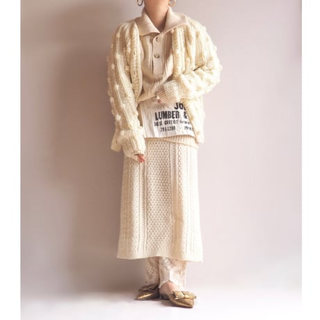 "Lisheen knitwear" cable midi skirt