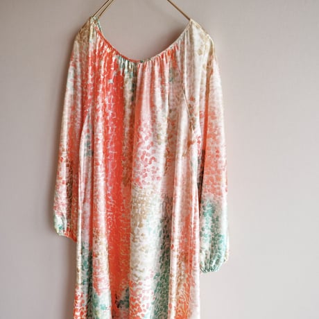 70s abstract gather house maxi dress