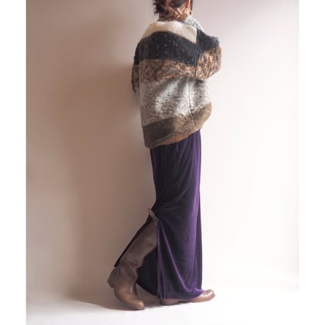 made in USA dark purple velours maxi skirt