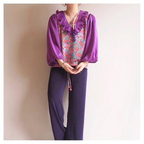 80s "Diane Freis" floral ruffle blouse (PU)