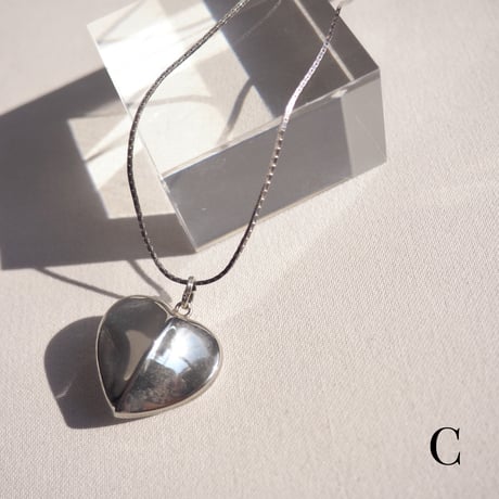 vintage silver925 puffy heart necklace