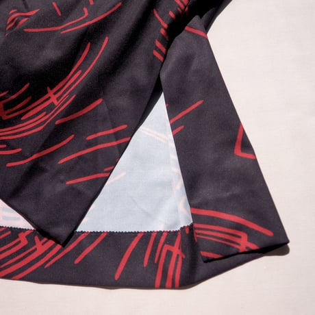 70s abstract l/s house maxi dress