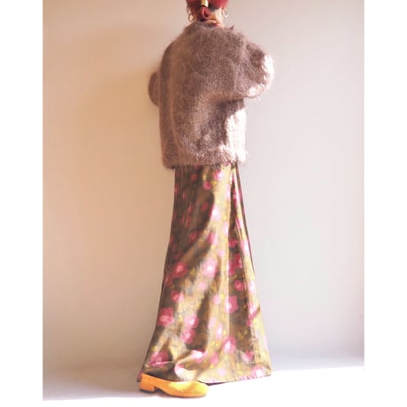 70s floral flare maxi skirt