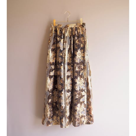 70s floral metallic wrap maxi skirt