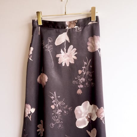 90s satin floral maxi skirt