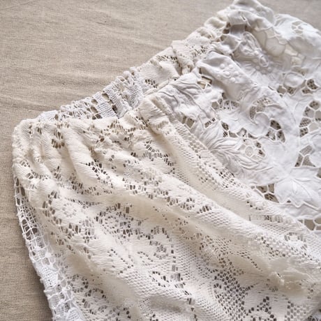 original remake lace patchwork maxi skirt (white)