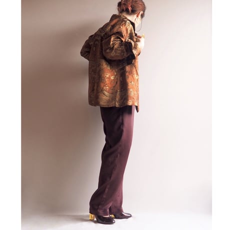 "chico's" copper brocade asian jacket