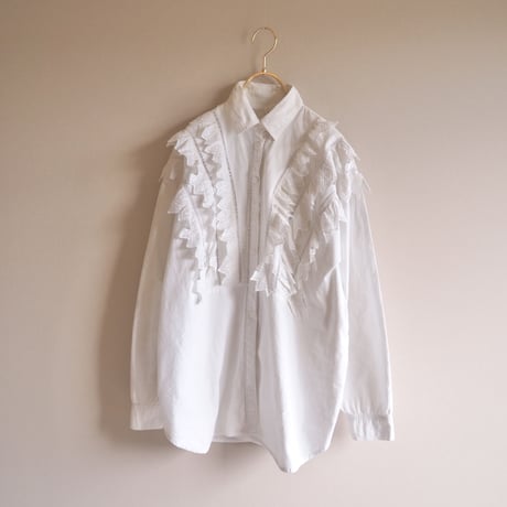 80〜90s folk cotton ruffle blouse