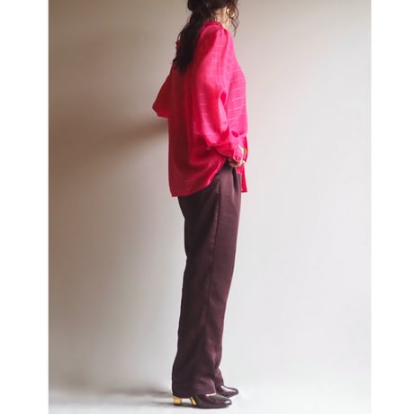vintage plaid sheer ruffle blouse