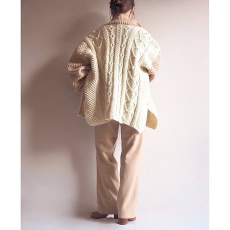 vintage bi color cable design cardigan