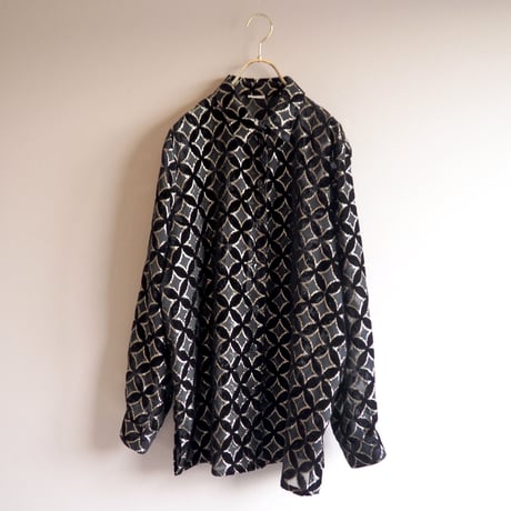 vintage abstract velvet × sheer blouse