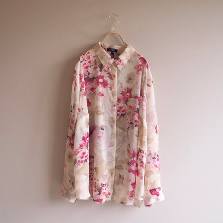 "CHAPS" semi sheer floral blouse