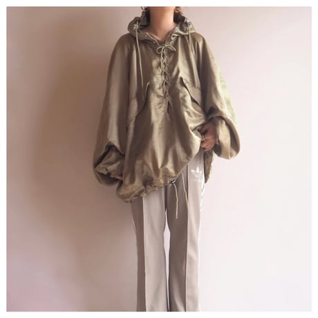 "Jet Set" oversized satin anorak parka
