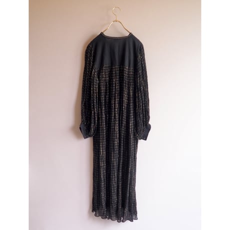 70〜80s balloon sleeve metallic gauze maxi dress