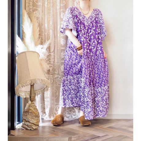 70s floral muumuu maxi dress