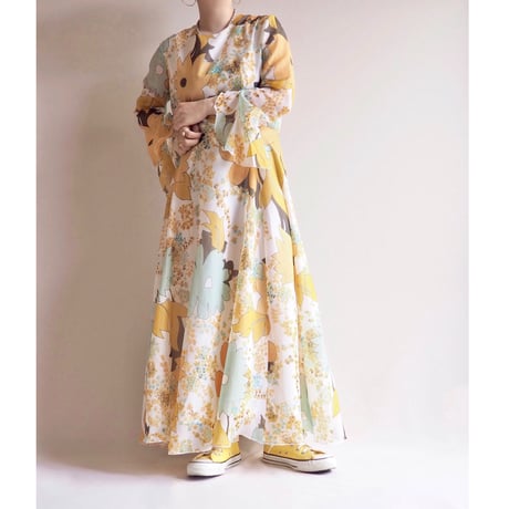 70s floral sheer maxi dress